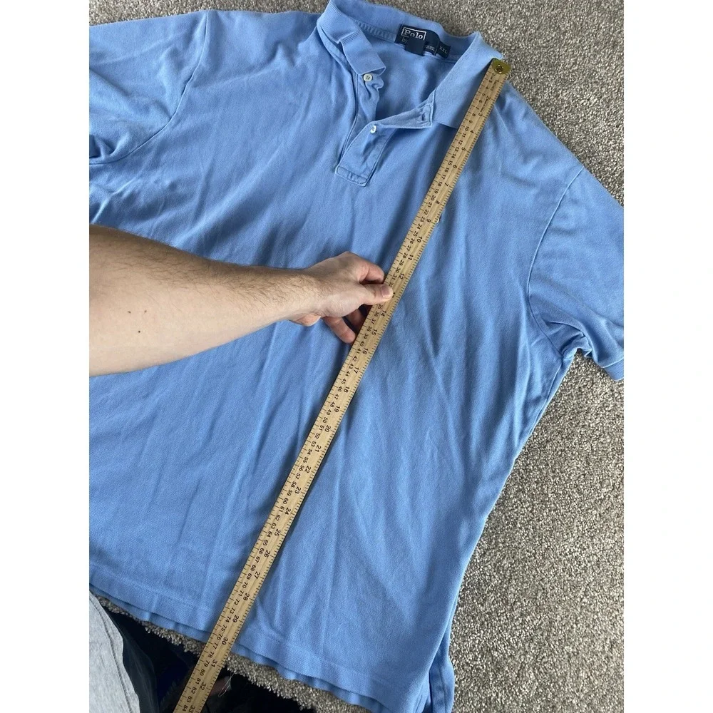 Polo Ralph Lauren Solid Light Blue Polo Shirt Mens XXL Cotton Yellow Pony Preppy